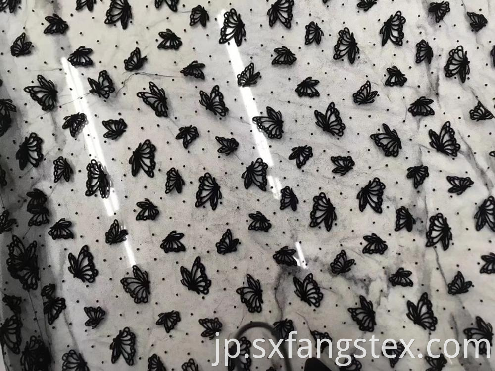 100% Polyester Flocking Flocked Woven Voile Abaya Fabric 7